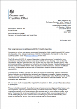 Minister for Equalities' letter to the Prime Minister and Health Secretary on the first COVID-19 disparities report